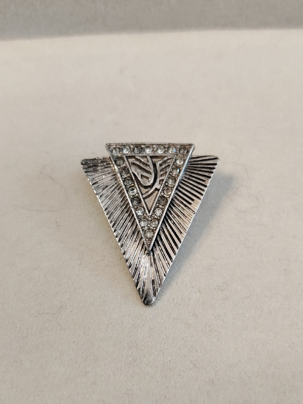 Estate Silver-Tone Art Deco Triangle Brooch